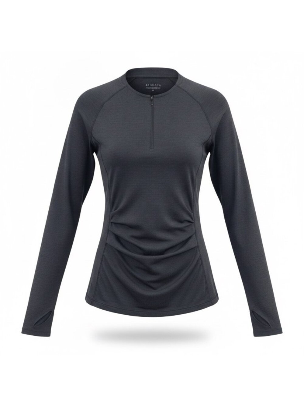 Athleta Womens Black Long Sleeve Zip-Front Pullover Top Size M